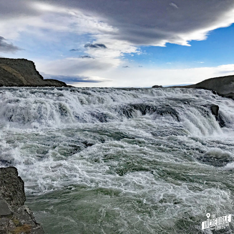 Oberste Stufe des Gullfoss Wasserfalls am Golden Circle