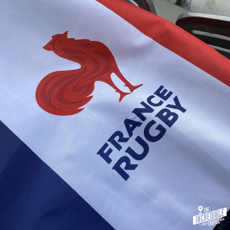 Trikolore mit der Aufschrift "France Rugby"