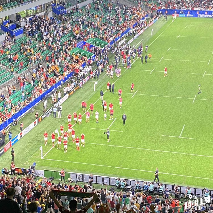 Ehrenrunde der portugiesischen Mannschaft bei der Rugby-WM nach dem Spiel gegen Australien