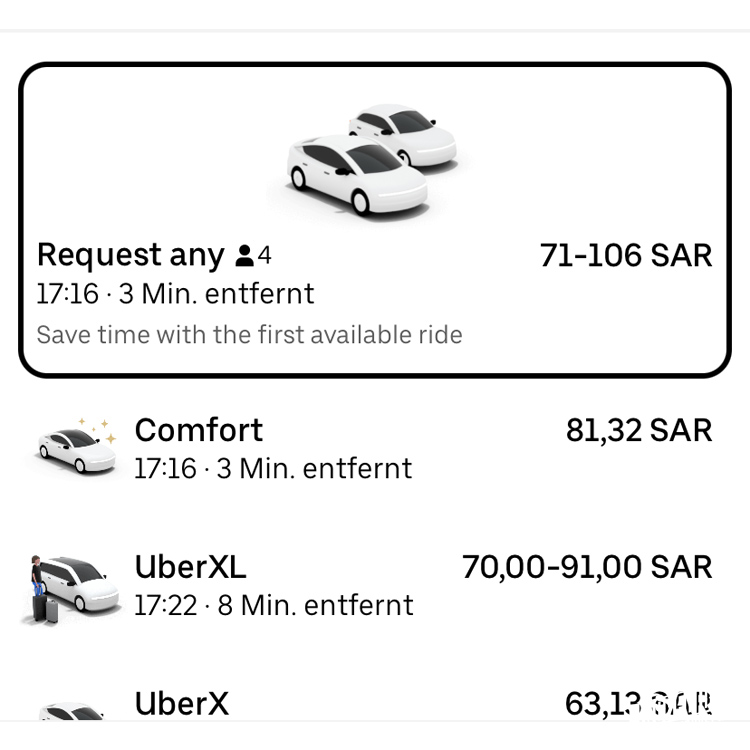 Screenshot aus der Uber-App