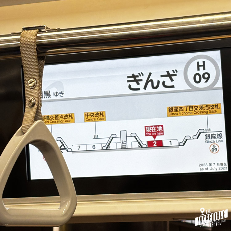 Digitale Anzeige in Metro Tokio zur nächsten Station