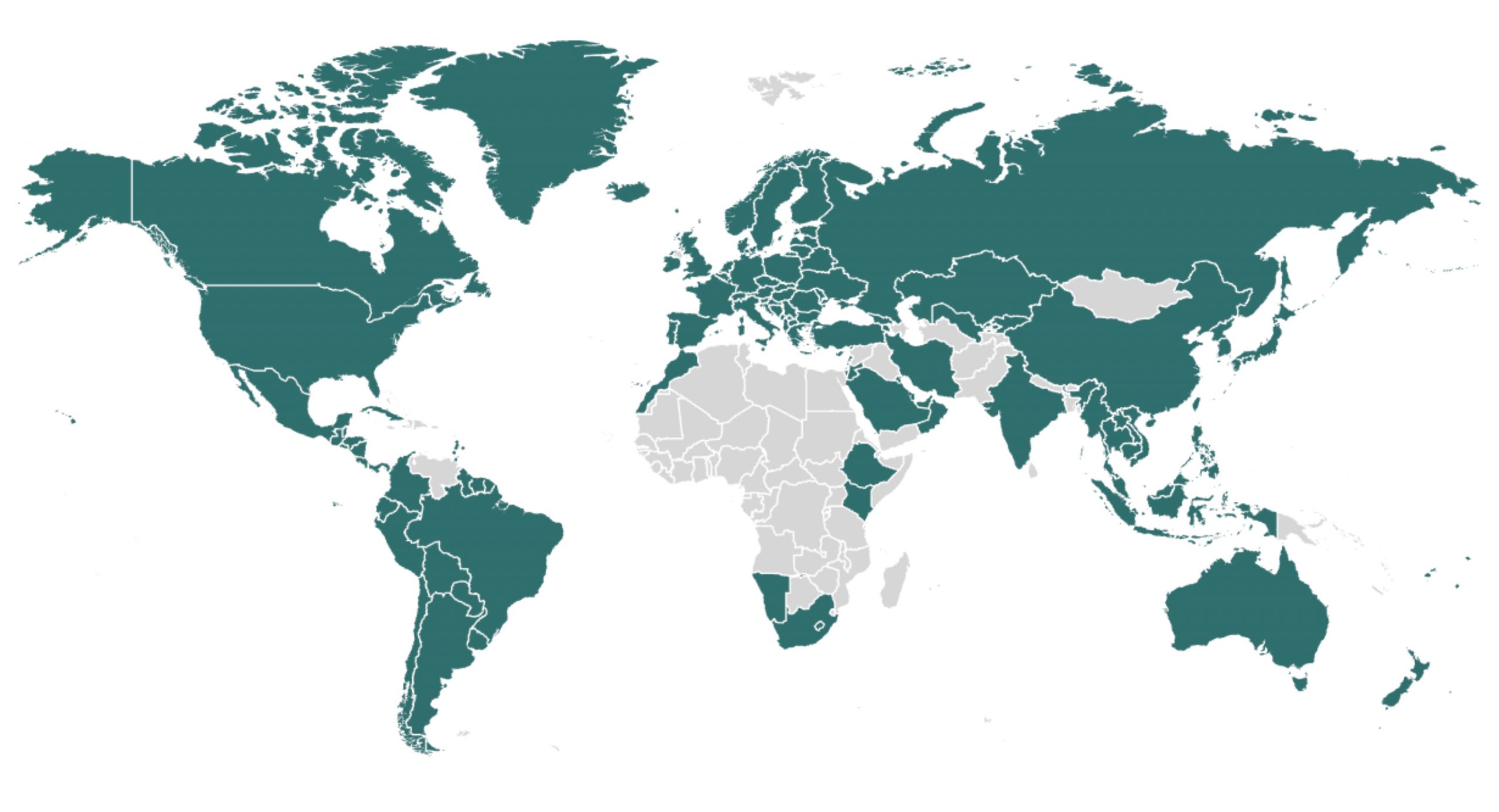 Weltkarte mit bereisten Ländern